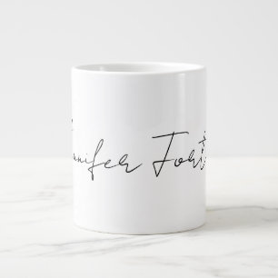 Grande Tasse Calligraphie Élégante Noir & Blanc Plaine Simple