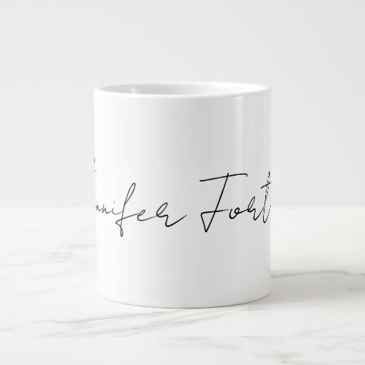Grande Tasse Calligraphie Élégante Noir & Blanc Plaine Simple (Devant)