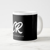 Grande Tasse Calligraphie Monogramme Nom Black White Cadeau per (Devant droit)