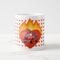 Camion de pompiers mignon pour la Saint-Valentin