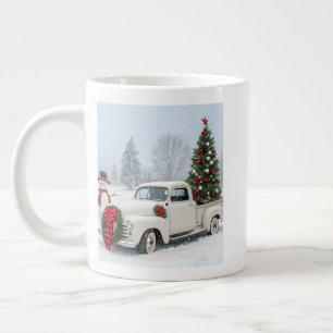 Grande Tasse Camion vintage avec arbre de Noël et neige