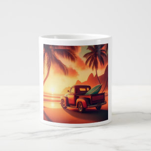Grande Tasse camionnette vintage tropical/hawaïenne de surf