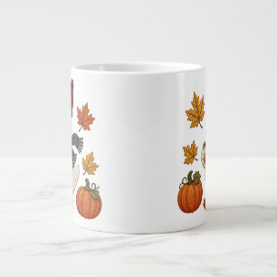Grande Tasse Canard automnal cosy avec feuilles de café à la ci