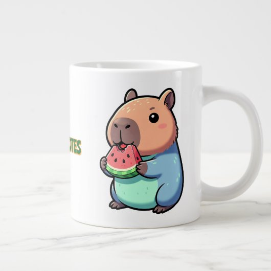 Grande Tasse Capybara Mignon Mangeant de la Pastèque (Droite)