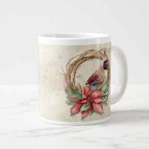 Grande Tasse Cardinal d'hiver avec Poinsettia - Neige