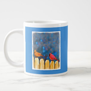 Grande Tasse Cardinals on the Fence Painting - Art original