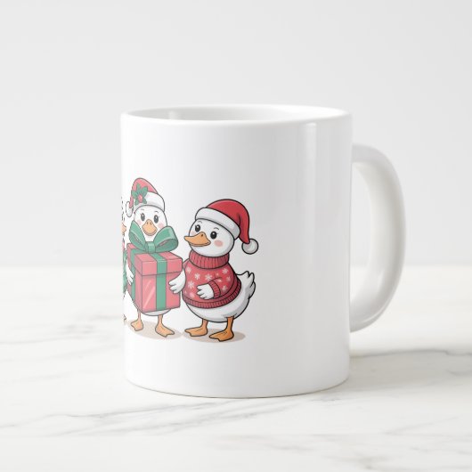 Grande Tasse Caricature de canards de Noël mignons Art-68105 (Devant droit)