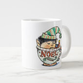 Grande Tasse Caricature mignonne Elf de Noël dormant dans une t (Devant droit)