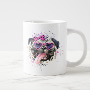 Grande Tasse Carlin d'aquarelle rose