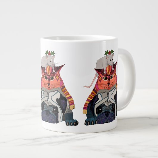 Grande Tasse carlin de chat de souris (Devant droit)