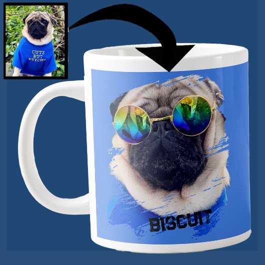 Grande Tasse Carlin unique amusant Lunettes de soleil Chien Pap