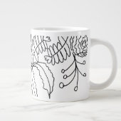 Grande Tasse Carnation Floral Main dessinée Doodle Monogramme (Droite)