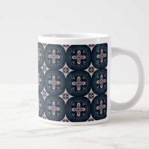 Grande Tasse Carreaux Géométriques Floraux Terreux