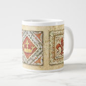 Grande Tasse Carrelage médiéval en céramique Couronnes Fleur De (Devant droit)