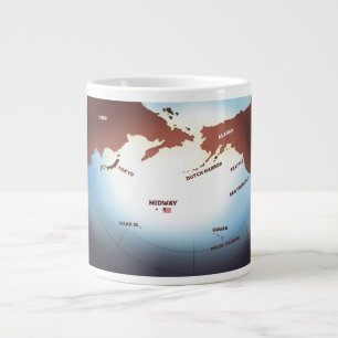 Grande Tasse Carte 2ÈME GUERRE MONDIALE de style vintage de Mid
