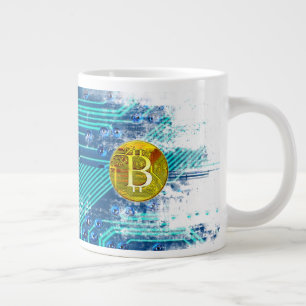 Grande Tasse Carte Bitcoin Cryptomonnaie et circuit
