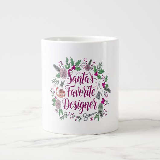 Grande Tasse Carte cadeau de Noël à coudre pour le designer de  (Devant)
