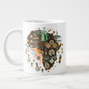 Grande Tasse Carte d'Afrique Éléments Tribaux Décoratifs Motif