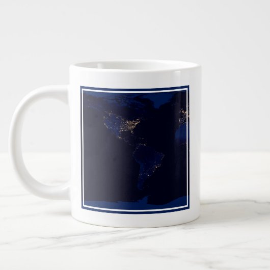 Grande Tasse Carte Plate De La Terre Montrant Les Lumières De L (Gauche)