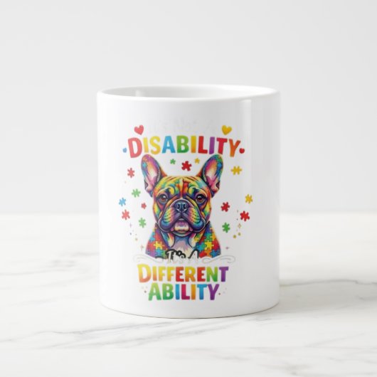 Grande Tasse Celebrating French Bulldog Neurodiversity: Autism (Devant)