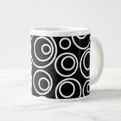 Grande Tasse Cercles blancs Design sur Noir (Devant droit)