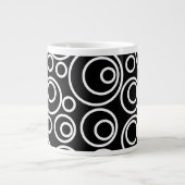 Grande Tasse Cercles blancs Design sur Noir (Devant)