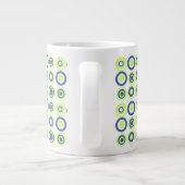 Grande Tasse Cercles Rétro Pois Lime Vert Turquoise Sur Blanc (Dos)