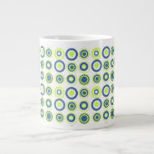 Grande Tasse Cercles Rétro Pois Lime Vert Turquoise Sur Blanc (Devant)