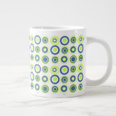 Grande Tasse Cercles Rétro Pois Lime Vert Turquoise Sur Blanc (Droite)