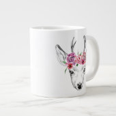 Grande Tasse Cerf à fleurs d'aquarelle (Devant droit)