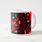 Grande Tasse Cerf de Noël rouge scandinave (Devant droit)