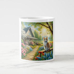 Grande Tasse Chalet de printemps/jardin & chat