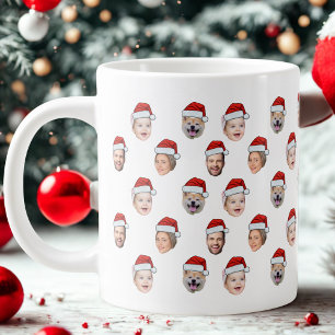 Grande Tasse Chapeau de Père Noël personnalisé avec le visage d