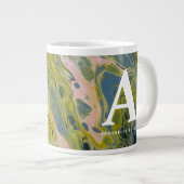 Grande Tasse Chartreuse Marbre multicolore Personnalisé Initial (Devant droit)