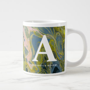 Grande Tasse Chartreuse Marbre multicolore Personnalisé Initial
