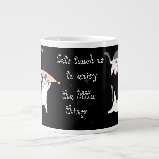 Grande Tasse Chat amusant, Profitez des petites choses, Bouge d (Devant)
