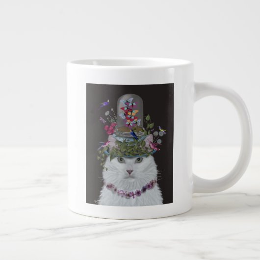 Grande Tasse Chat blanc avec cloche papillon (Droite)