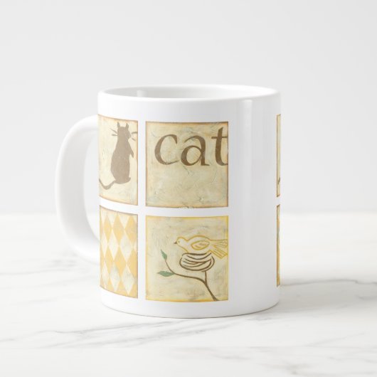 Grande Tasse Chat Brown et oiseau jaune par Chariklia Zarris (Devant gauche)