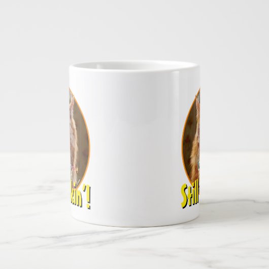 Grande Tasse Chat Cranky Drôle Avec Cupcake D'Anniversaire Fond (Devant)