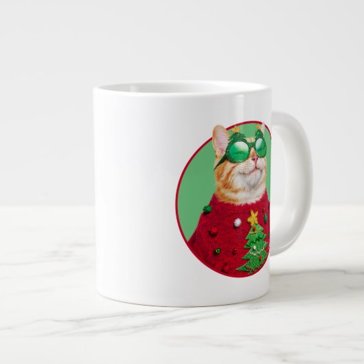 Grande Tasse Chat dans un pull de Noël (Devant droit)