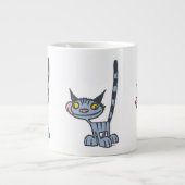 Grande Tasse Chat de dessin animé gris cool (Devant)