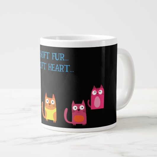 Grande Tasse Chat drôle, Fourrure molle coeur doux Géant Café M (Devant droit)