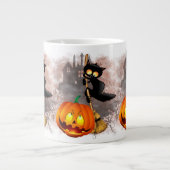 Grande Tasse Chat effrayé par Citrouille Fun Halloween caractèr (Devant)