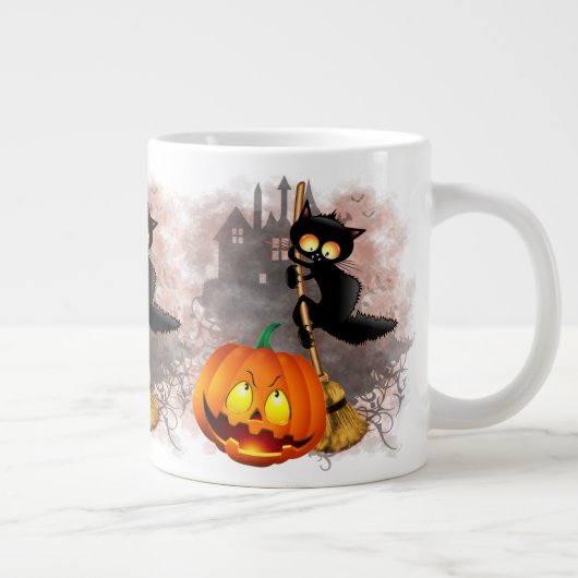 Grande Tasse Chat effrayé par Citrouille Fun Halloween caractèr (Droite)