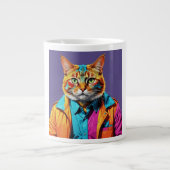 Grande Tasse Chat élégant en Retro (Devant)