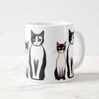 Chat et chaton noir et blanc rétro moderne
