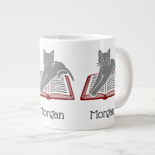 Grande Tasse Chat étalé sur un livre Dessin DIY Couleurs