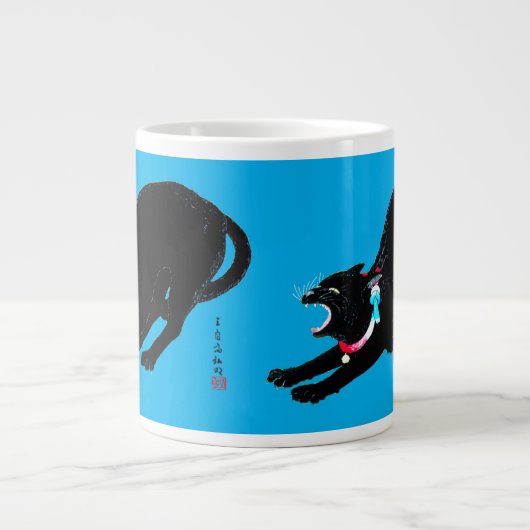 Grande Tasse Chat Japonais Noir à la baguette (Devant)