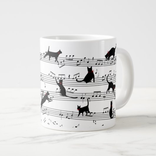 Grande Tasse Chat Jouer Note Musique, Chat Musique, Cadeau Chat (Devant droit)