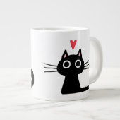 Grande Tasse Chat Kitty Noir au coeur de Valentine (Devant droit)